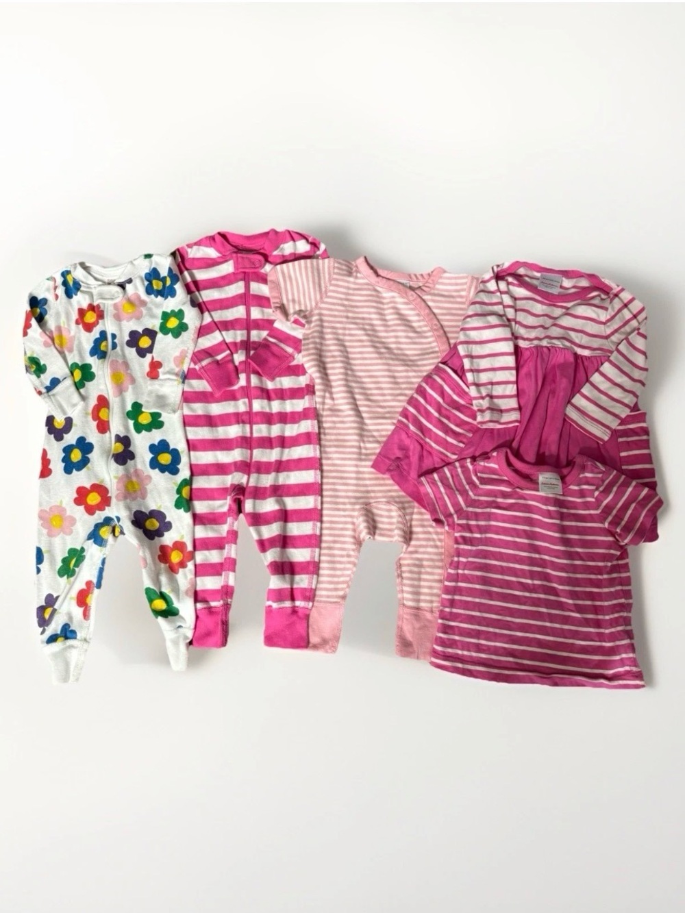 Hanna Andersson Baby Girl's Size 75 12-18 Mos Lot Pink Dress One Pc PJ Stripe